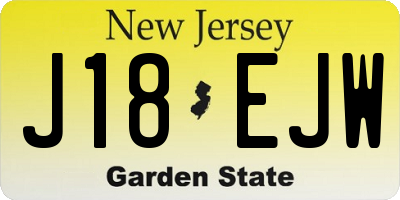 NJ license plate J18EJW