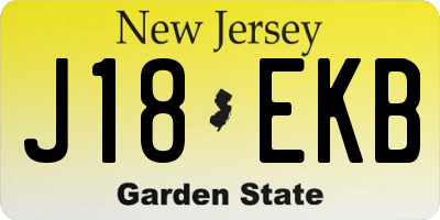 NJ license plate J18EKB