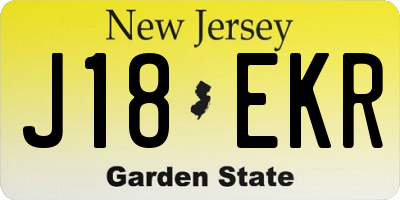 NJ license plate J18EKR