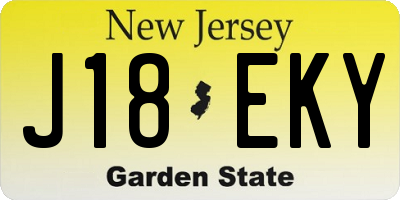 NJ license plate J18EKY