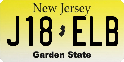 NJ license plate J18ELB
