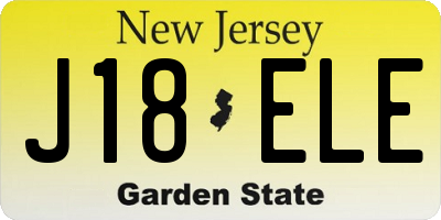 NJ license plate J18ELE