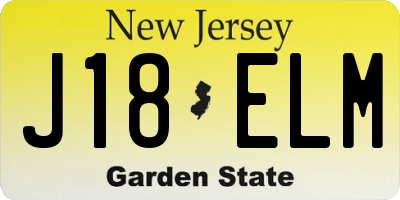 NJ license plate J18ELM