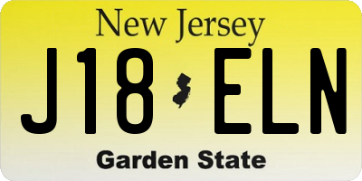 NJ license plate J18ELN