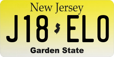 NJ license plate J18ELO