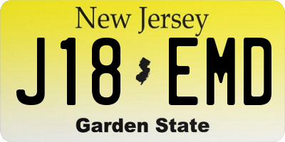 NJ license plate J18EMD