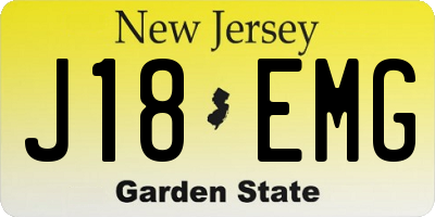 NJ license plate J18EMG
