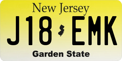 NJ license plate J18EMK