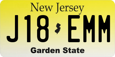 NJ license plate J18EMM