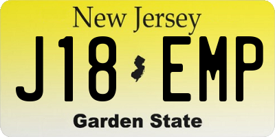 NJ license plate J18EMP
