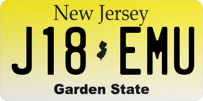 NJ license plate J18EMU