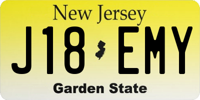 NJ license plate J18EMY