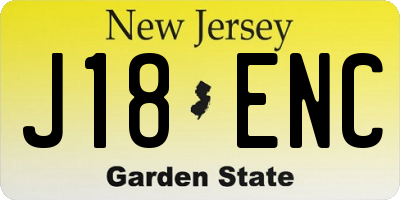 NJ license plate J18ENC