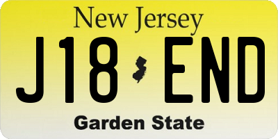 NJ license plate J18END