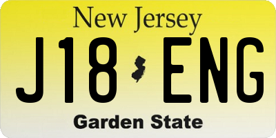 NJ license plate J18ENG