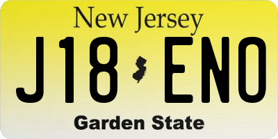NJ license plate J18ENO