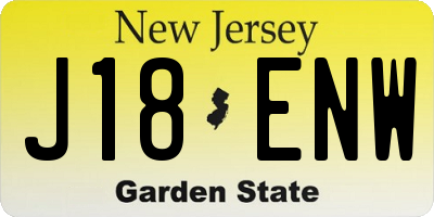 NJ license plate J18ENW