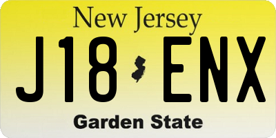 NJ license plate J18ENX