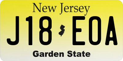 NJ license plate J18EOA
