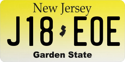 NJ license plate J18EOE
