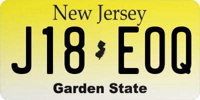 NJ license plate J18EOQ