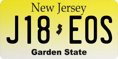 NJ license plate J18EOS