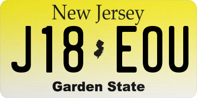 NJ license plate J18EOU