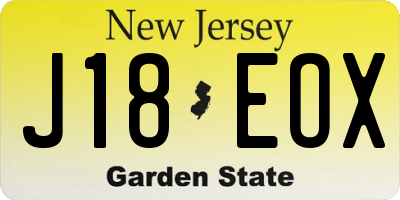NJ license plate J18EOX