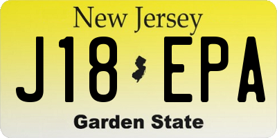 NJ license plate J18EPA