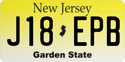 NJ license plate J18EPB