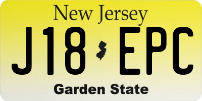 NJ license plate J18EPC