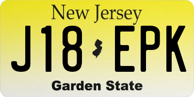 NJ license plate J18EPK