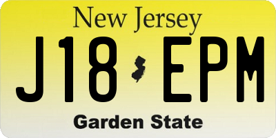 NJ license plate J18EPM