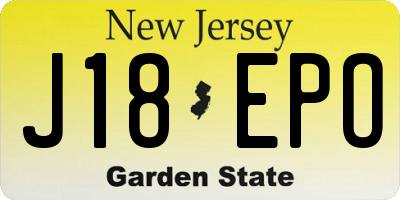 NJ license plate J18EPO