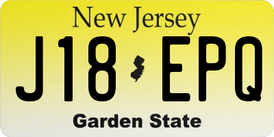 NJ license plate J18EPQ