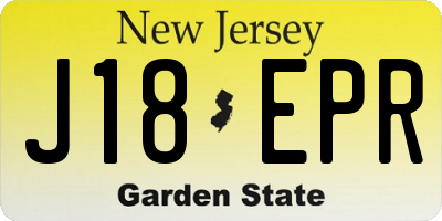 NJ license plate J18EPR