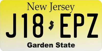 NJ license plate J18EPZ