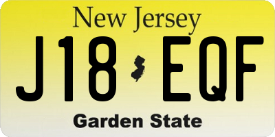 NJ license plate J18EQF