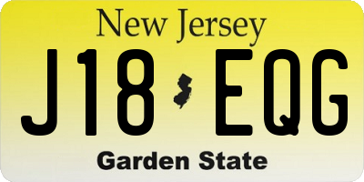 NJ license plate J18EQG