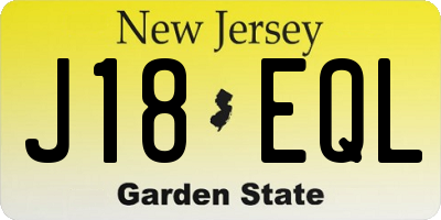 NJ license plate J18EQL