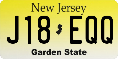 NJ license plate J18EQQ