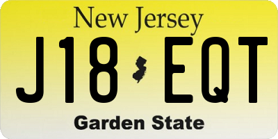 NJ license plate J18EQT