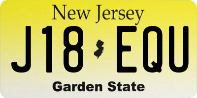 NJ license plate J18EQU