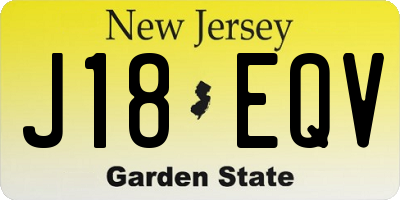 NJ license plate J18EQV