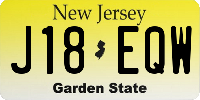 NJ license plate J18EQW