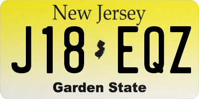 NJ license plate J18EQZ