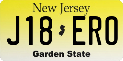 NJ license plate J18ERO