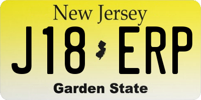 NJ license plate J18ERP