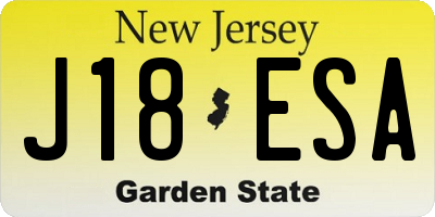NJ license plate J18ESA