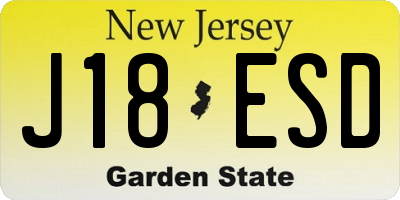 NJ license plate J18ESD